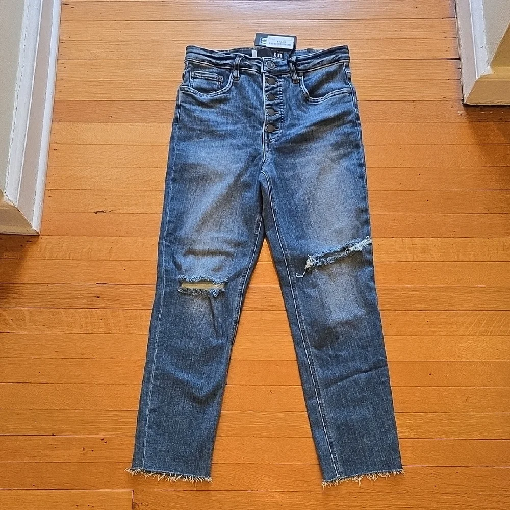 NWT, Kut From The Kloth, Rachael Fab AB Distressed Mom Jean, Medium Wash, 2 - Picture 1 of 14